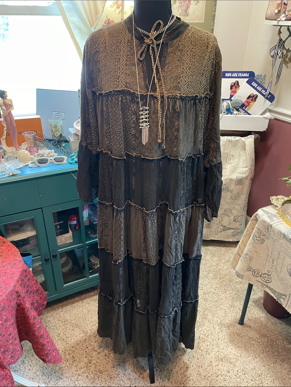 Young Threads bohemian tiered maxi dress